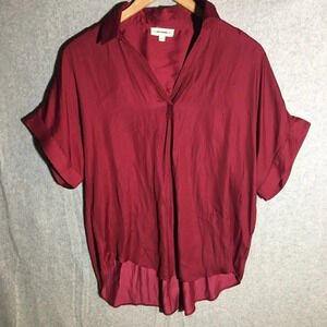 Womens Eesome Blouse Cuffed Sleeves Work Office Career V Neck Holiday High Low